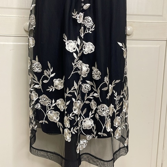 Roz & Ali Womens Black Floral Embroidered Stitched Sheath Dress Size 14 - Picture 9 of 12